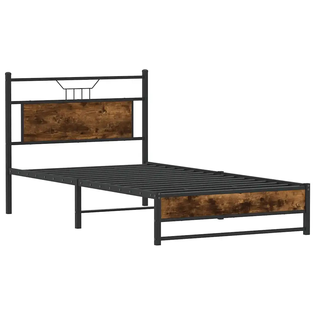 Giroletto senza Materasso-Struttura Letto Rovere Fumo 100x200 cm in Truciolato 440474