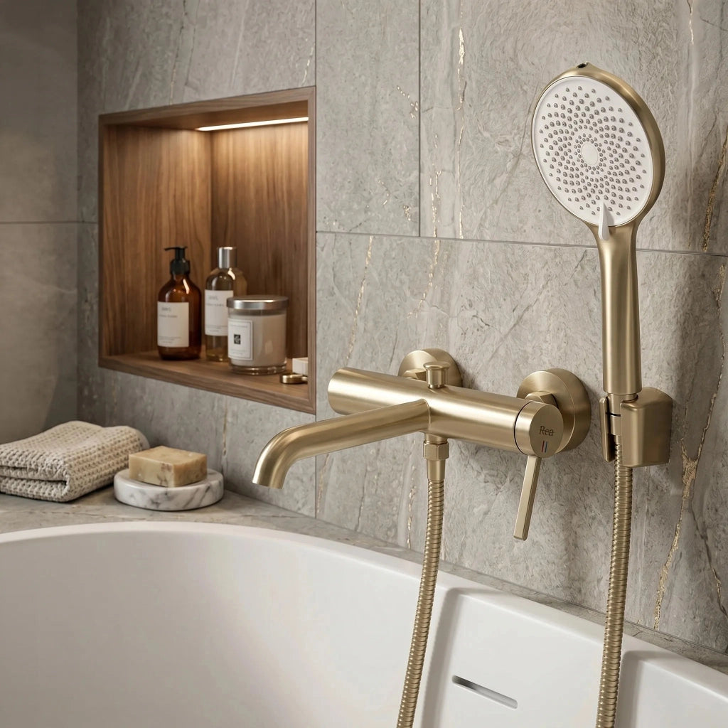 Rubinetto Da Vasca Rea Rivo Brush Gold