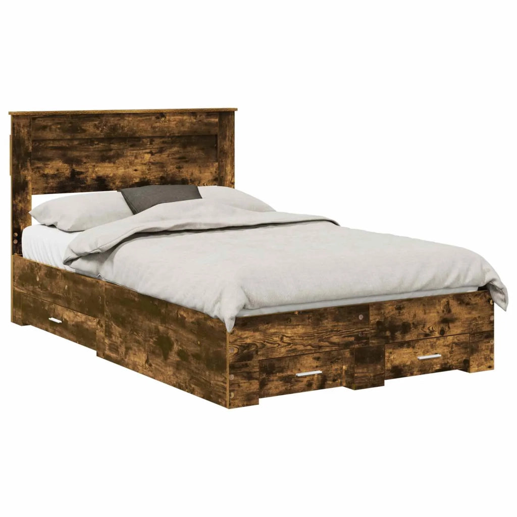Struttura del letto Rovere fumé 135 x 190 cm Legno multistrato 3409999