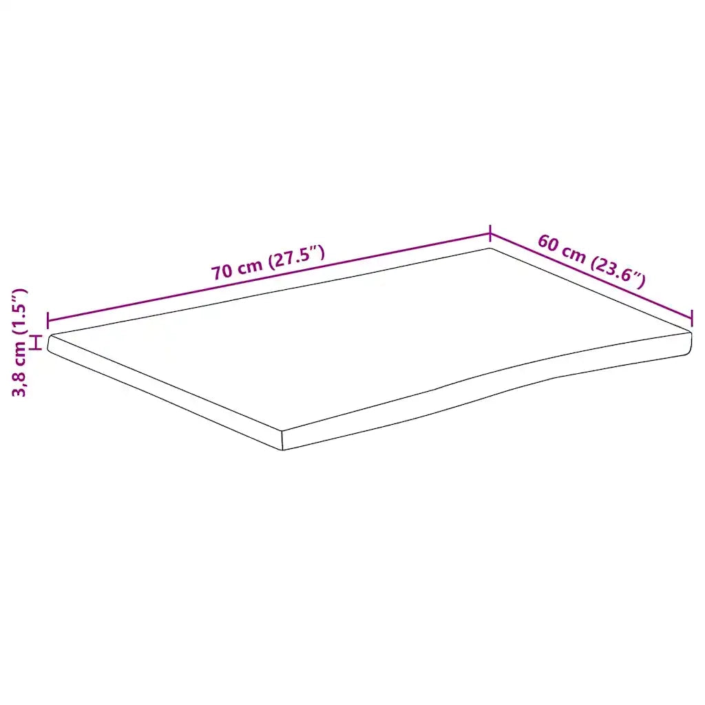Piano Tavolo Bordi Vivi 70x60x3,8cm Legno Massello Mango Grezzo 370691
