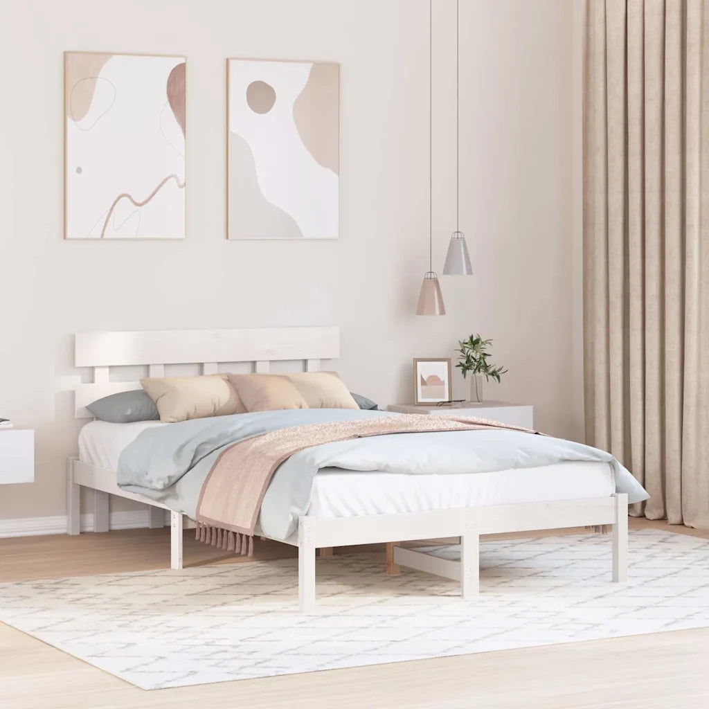 Letto matrimoniale | Letto per adulti | Struttura del letto Bianco 120 x 190 cm Legno massello di pino