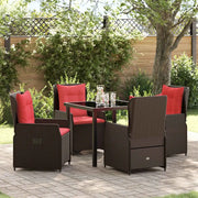 Set da Pranzo per Giardino 5 pcs Marrone Poly Rattan