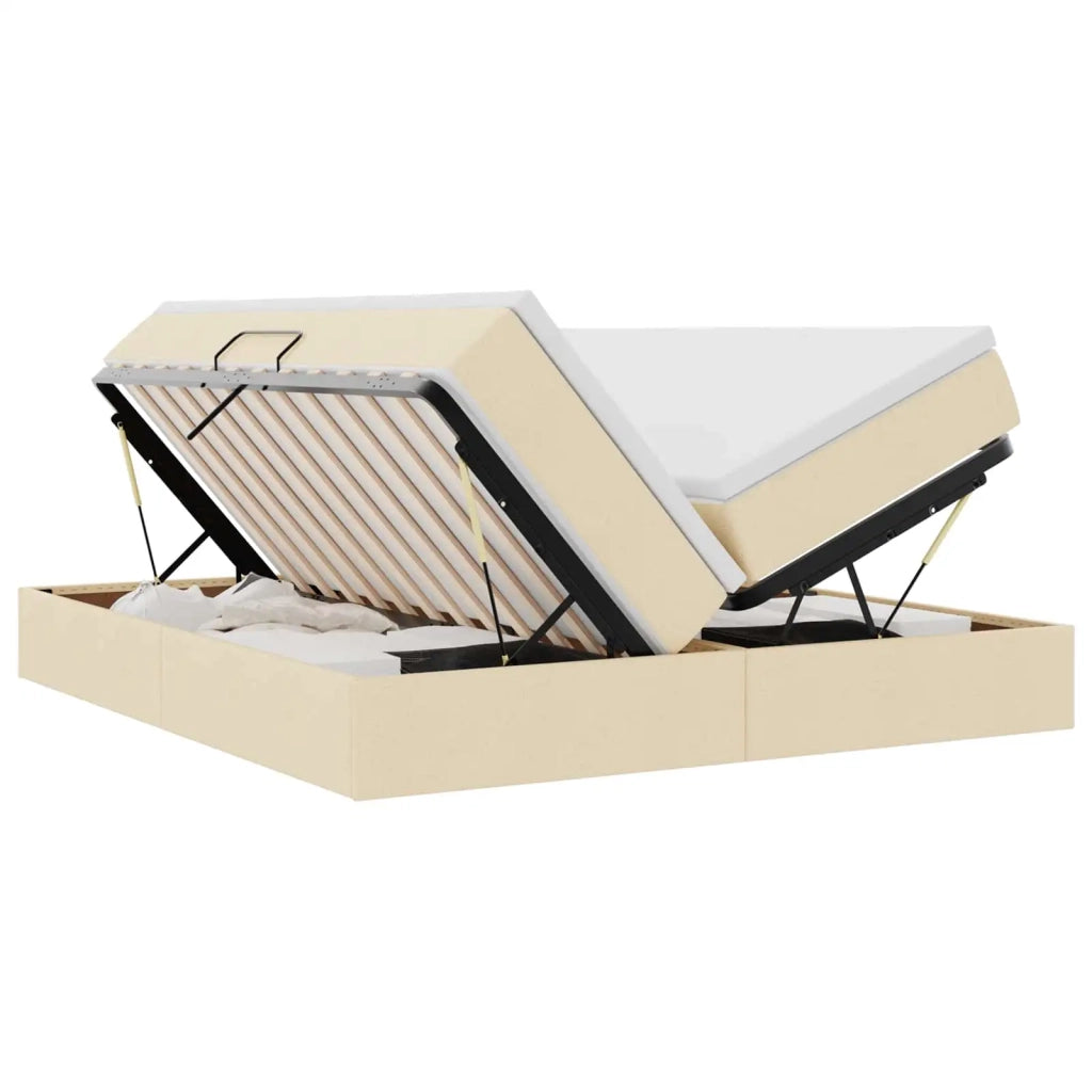 Letto con contenitore e materasso Crema 180 x 200 cm Poliestere 3370353