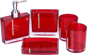 Set di accessori da bagno - Decorazione bagno - 4 pezzi - Rosso - Acrilico