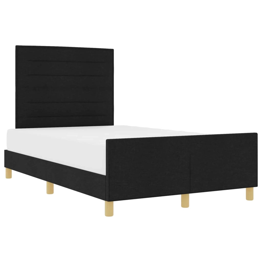 Letto matrimoniale | Letto per adulti | Struttura del letto con testiera Nero 140 x 190 cm Tessuto