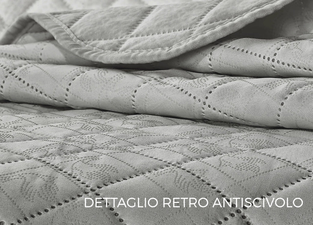 Copridivano Penisola Antimacchia Antiscivolo Trapuntato Imperiale Grigio - 240 - Destra