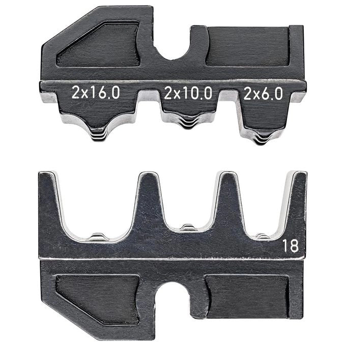 KNIPEX 97 49 18 Matrice di Crimpaggio per Terminali a Bussola Twin 6 - 10 - 16 mm² 3 Posizioni AWG 2x10 - 2x8 - 2x6 colore Nero