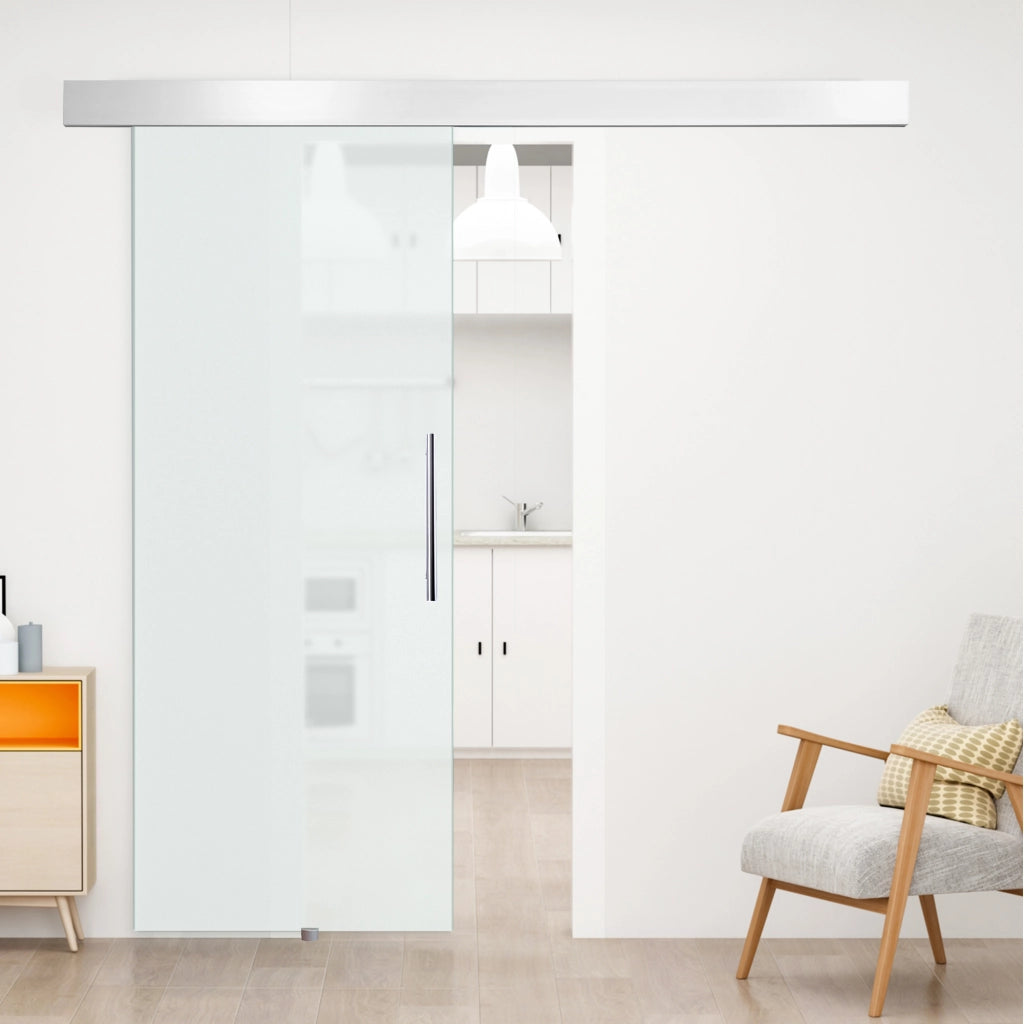 Porta Scorrevole in Vetro Smerigliato ¨C zephmum ¨C Grigio 205x90x0.8cm