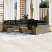 Set Divani da Giardino 12 pz con Cuscini Grigio in Polyrattan