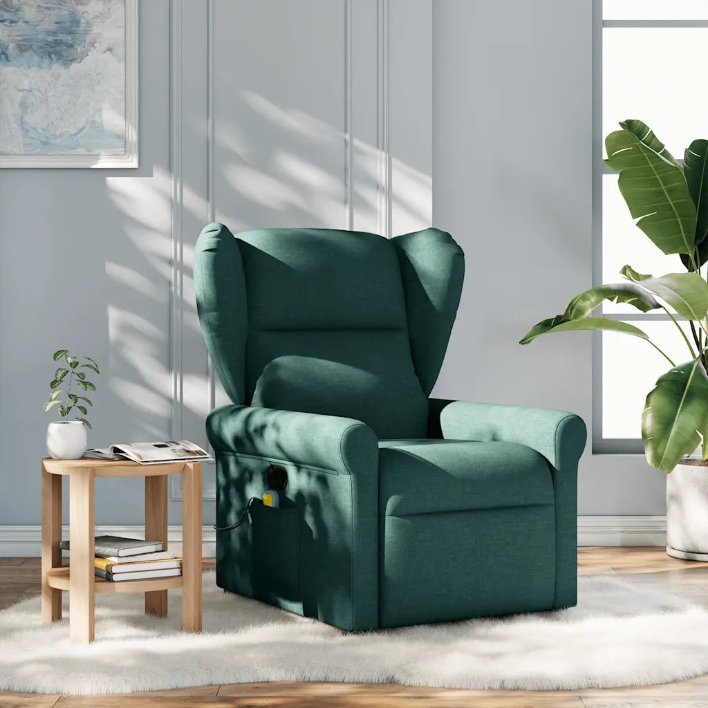 Poltrona Massaggiante Reclinabile Verde Scuro in Tessuto 4015672