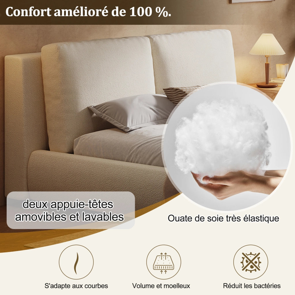 Letto contenitore matrimoniale 160×200 cm con ampio spazio contenitivo; testiera inclinata; senza materasso