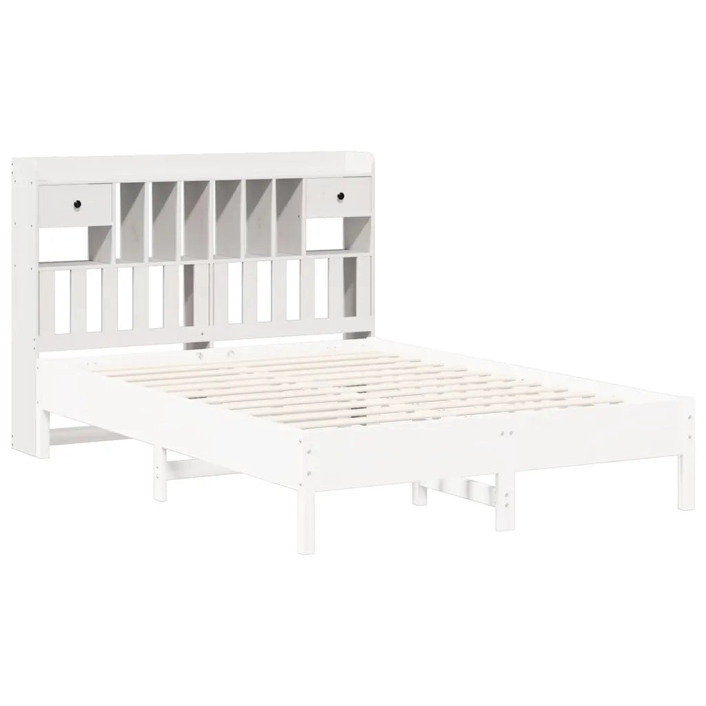 Testiera con Ripiani Bianca 150 cm in Legno Massello di Pino