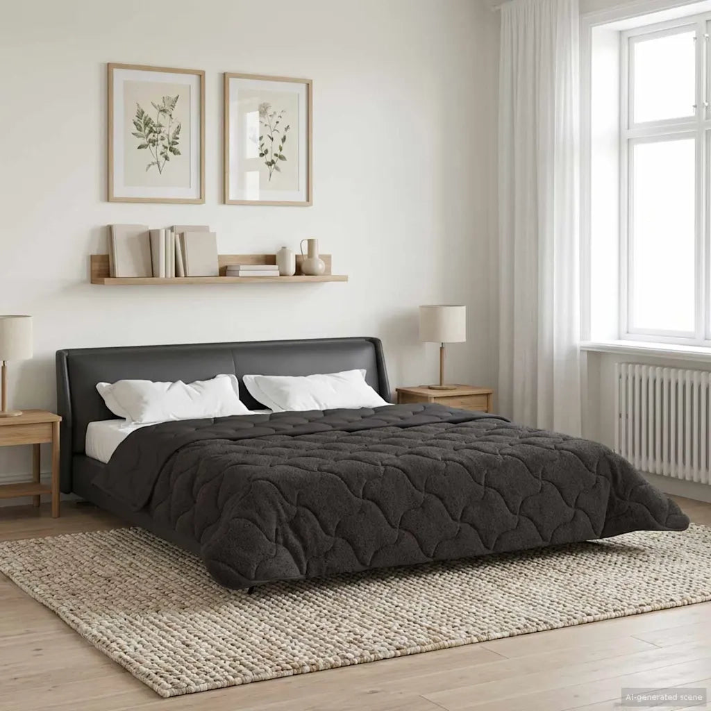 Duvet Estivo Antracite 200 x 220 cm Microfibra e Fleece Teddy 42026165