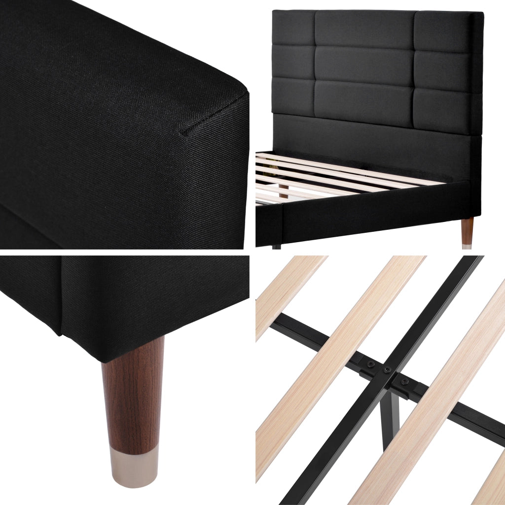 letto imbottito legno nero 140x200 cm