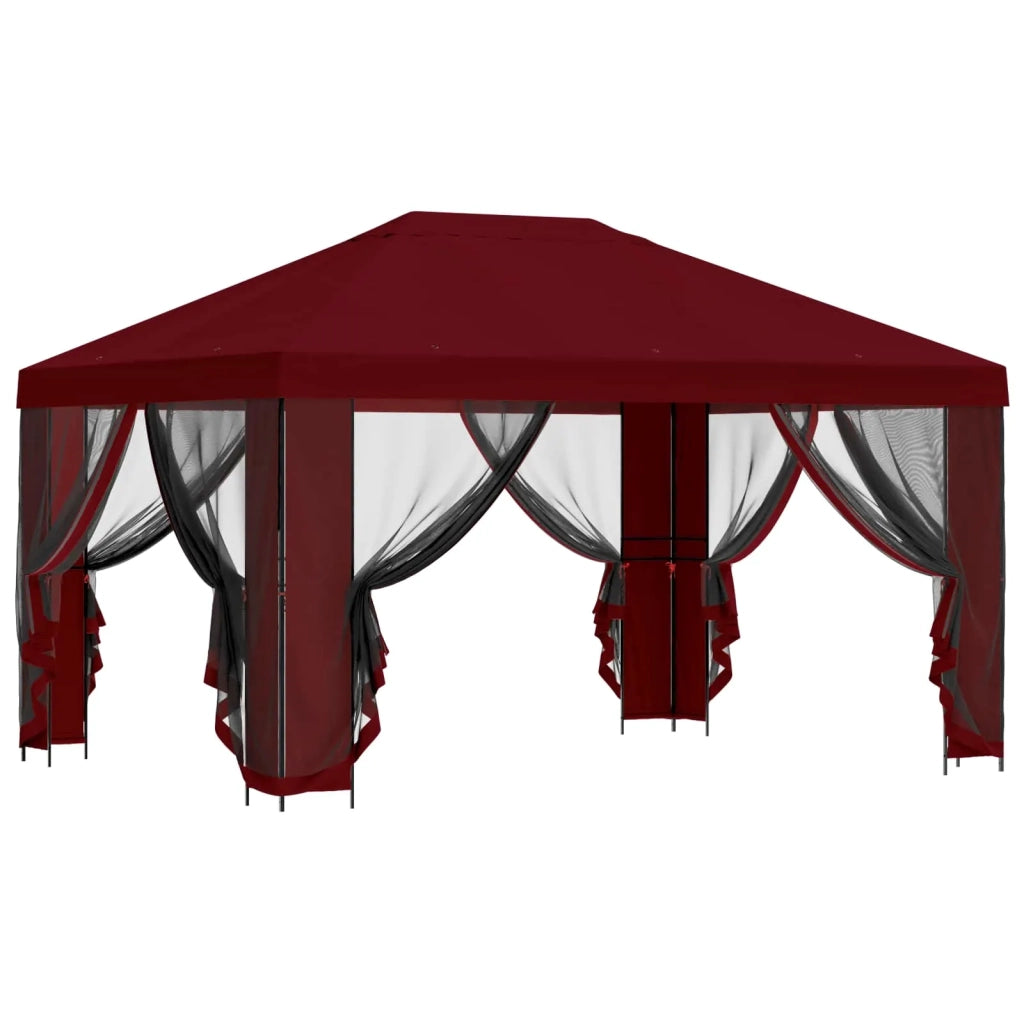 Gazebo | Pergolato da giardino con pareti laterali 4 ¡Á 3 m Borgogna