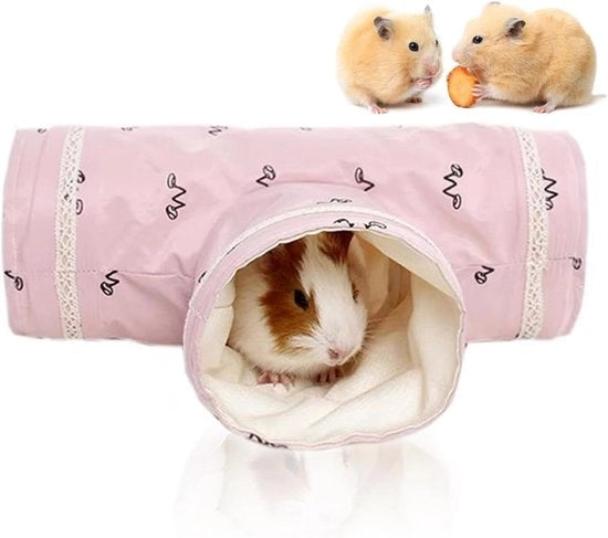 Tunnel attrezzabile pieghevole per piccoli animali - 3 ingressi per gufi, cincillà, hamster, ratti e furetti.