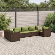 Set Divani da Giardino 7 pz con Cuscini in Polyrattan Marrone