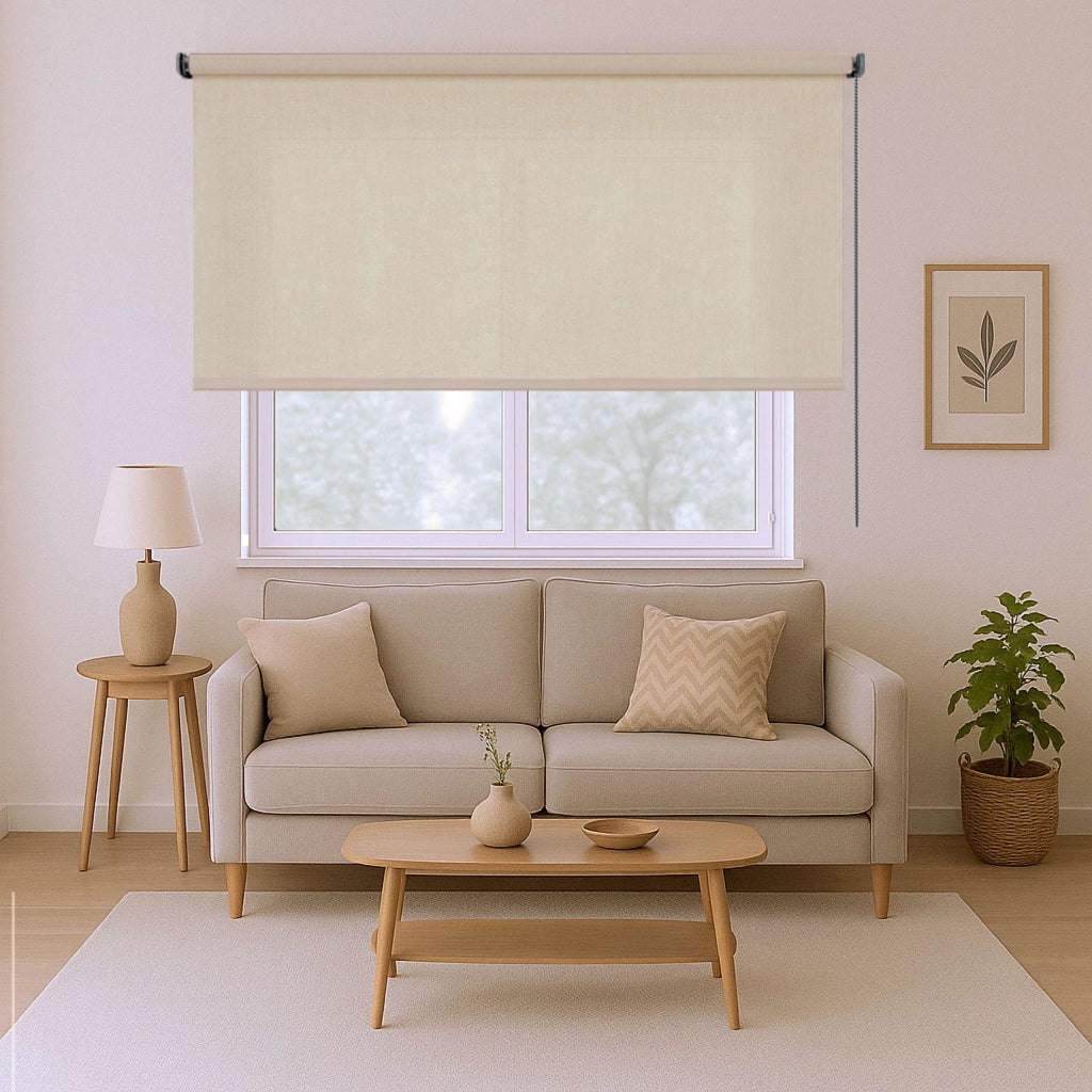 Tenda a Rullo Filtrante, Tenda Avvolgibile Traslucida Liscia Per Finestre e Porte Beige 200x250 cm