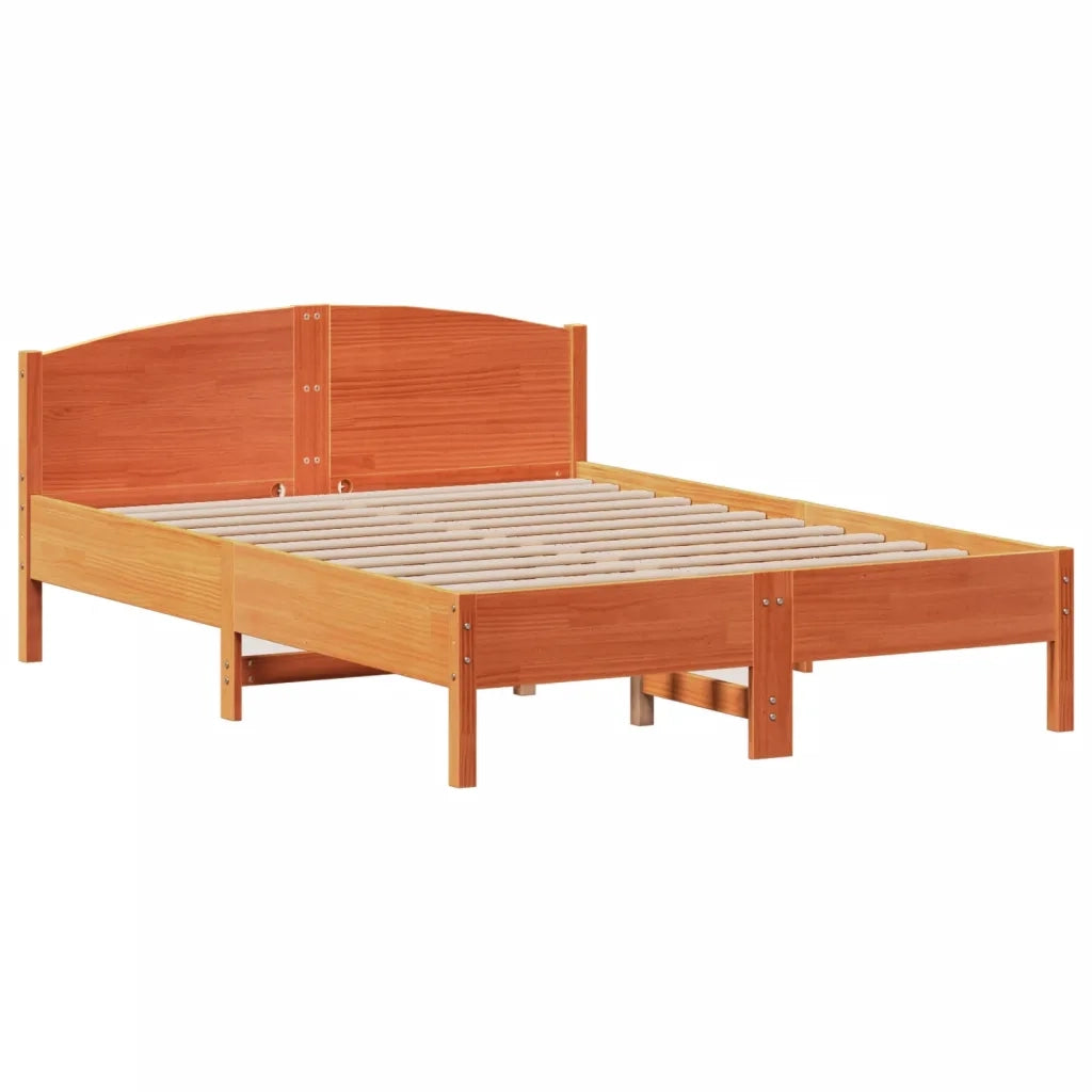 Letto senza Materasso-Struttura Letto Marrone Cera 135x190 cm in Legno di Pino 310257