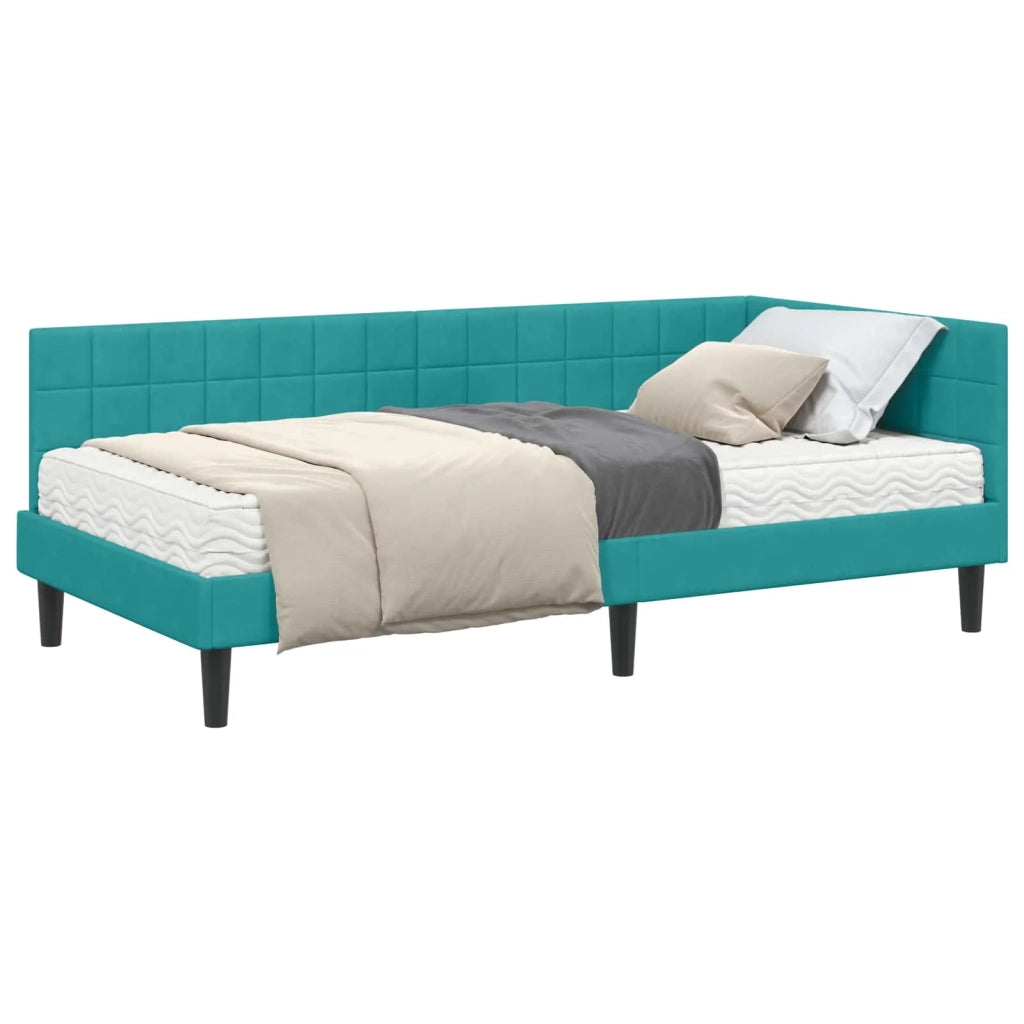 Struttura Letto Angolare con Materasso 2 pcs Turchese Velluto 3393986