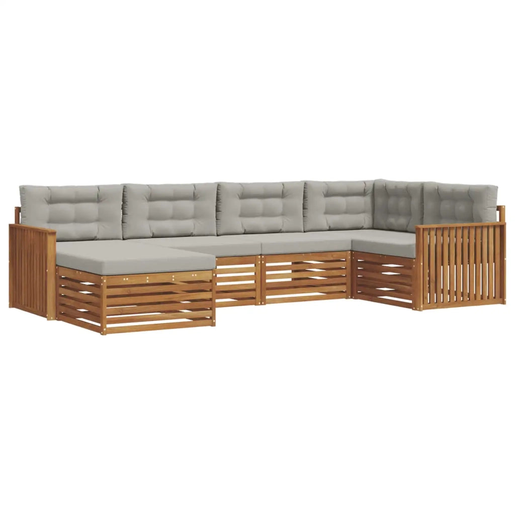 Set di divani da esterno 6 pcs Grigio Naturale e Chiaro 3373736