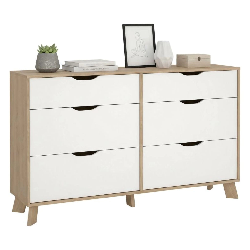 Credenza Chito, Buffet da soggiorno, Madia da salotto, Dispensa da cucina, 156x40 h92 cm, Rovere e Bianco