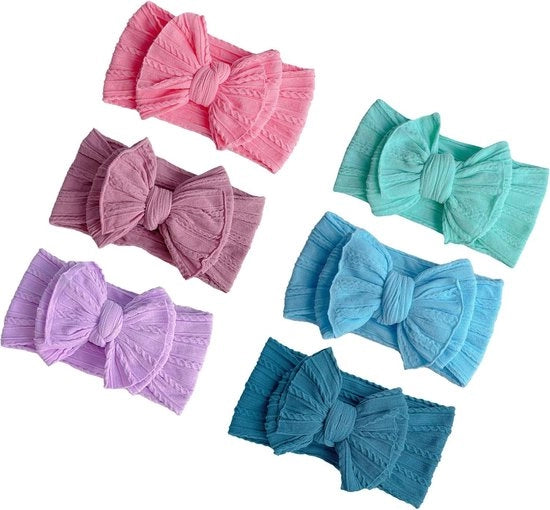 6 Set di Fasciature per Capelli in Nylon per Bambine - Fasciature per Capelli Esterne per Bambine - Bambini da 0 a 3 anni.