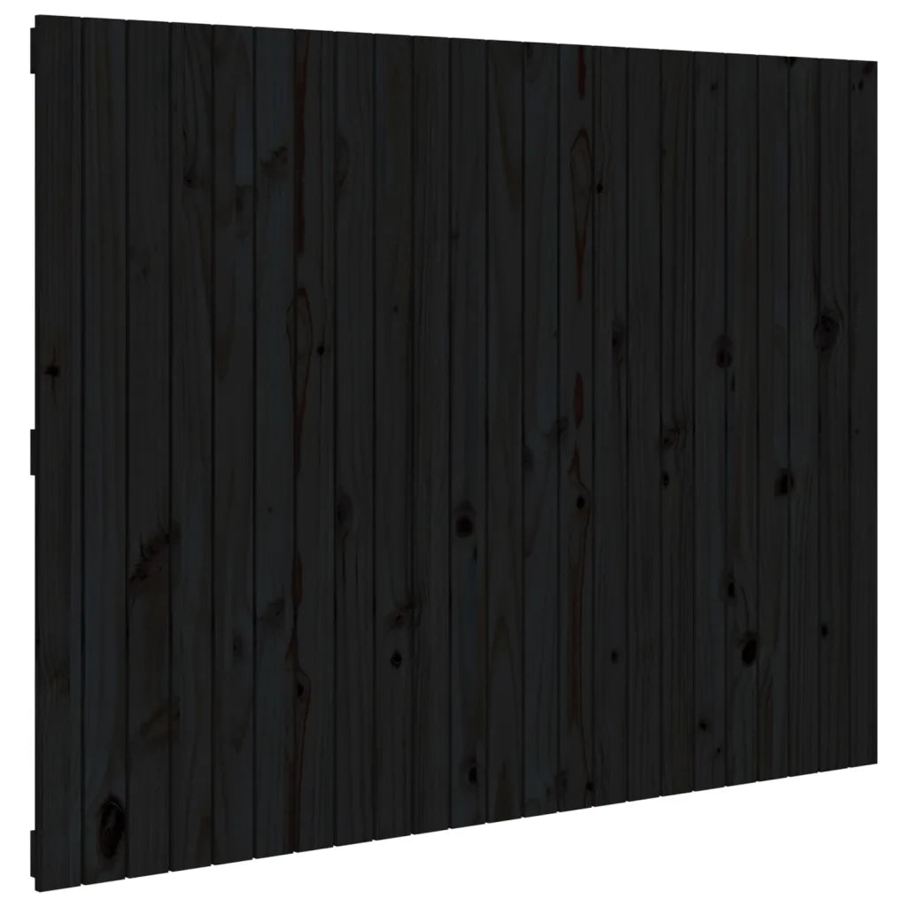 Testiera | Testata da Parete Nera 146,5x3x110cm in Legno Massello di Pino