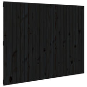 Testiera | Testata da Parete Nera 146,5x3x110cm in Legno Massello di Pino