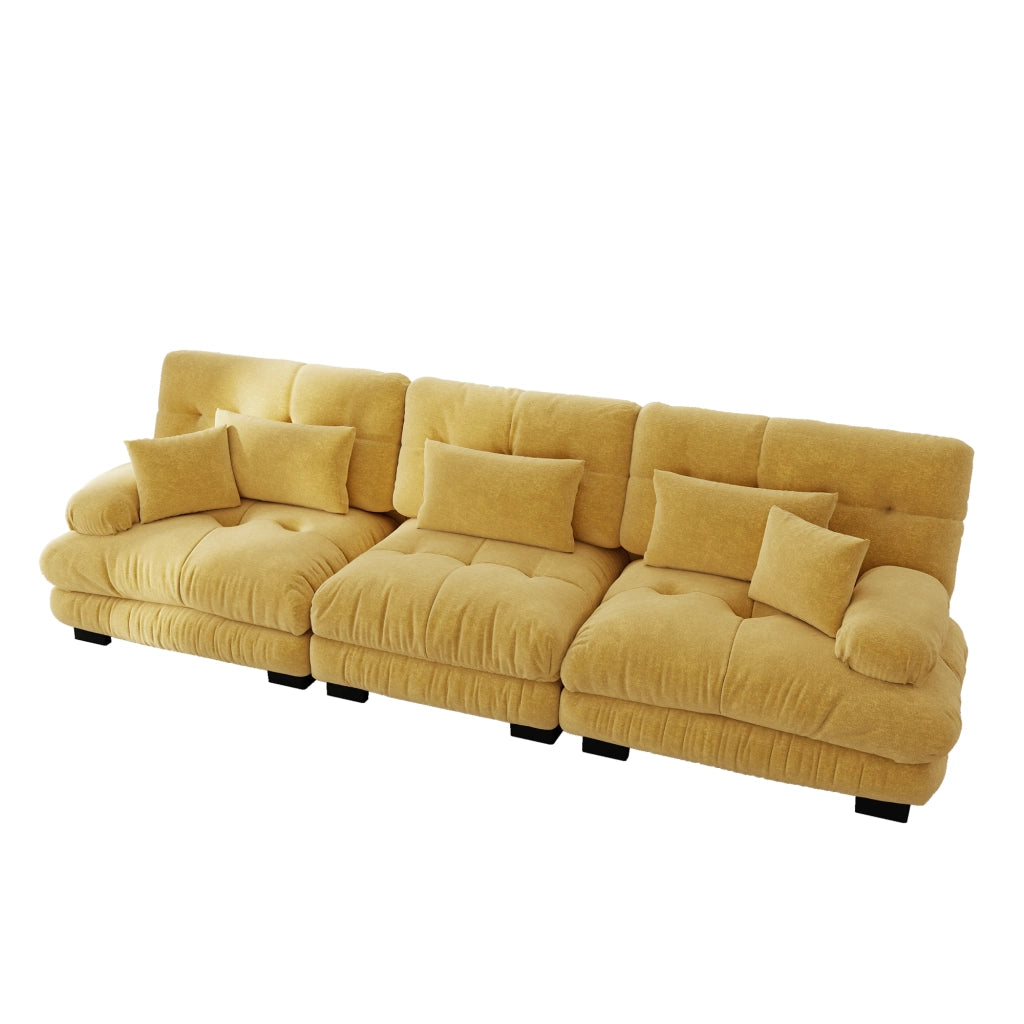 Divano Letto Angolare 3 Posti ¨C MINIMAL ¨C Chenille Giallo, Modulare