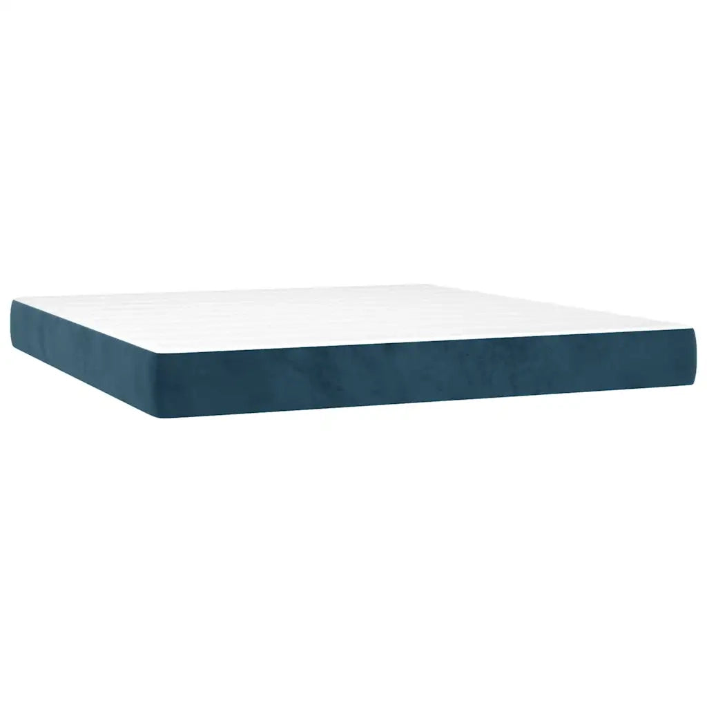 Giroletto a Molle con Materasso Blu Scuro 160x200 cm in Velluto 3129283