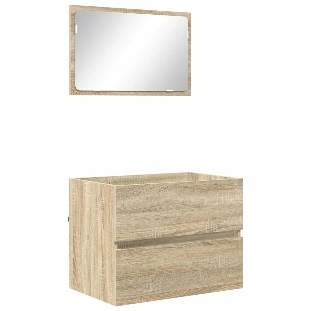 Set di mobili per il Bagno | Armadio da bagno Rovere Sonoma Legno multistrato