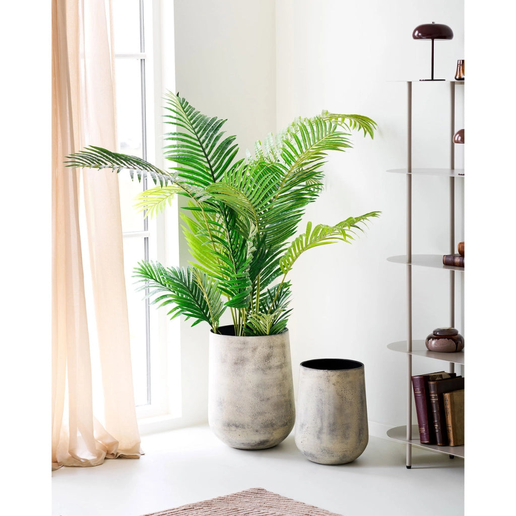 Set 2 vasi decorativi in metallo beige anticato House Nordic