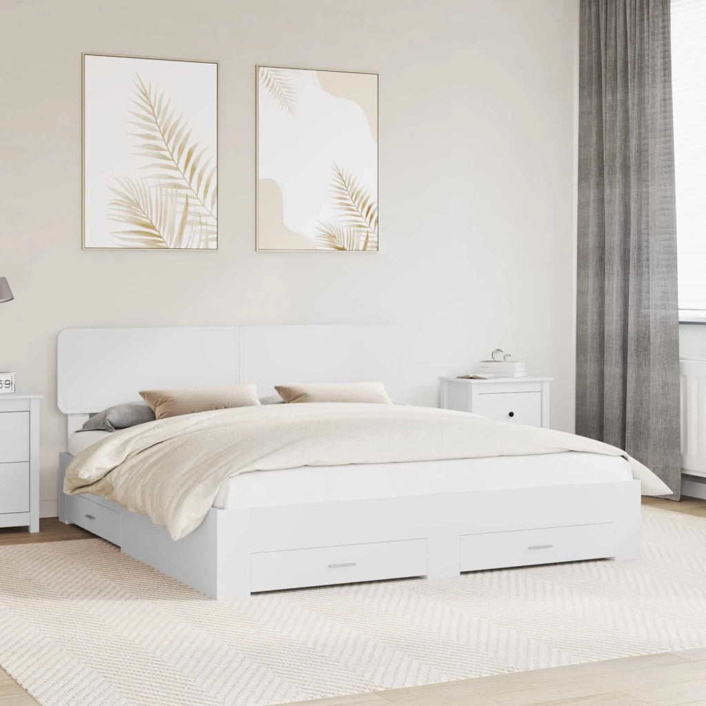 Letto matrimoniale | Letto per adulti | Struttura del letto Bianco 180 x 200 cm Legno multistrato