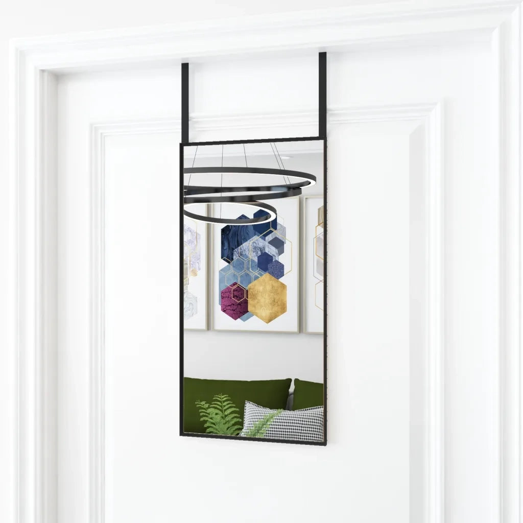 Specchio da Porta-Specchio da Appendere-Specchio Decorativo Nero 30x60 cm Vetro e Alluminio