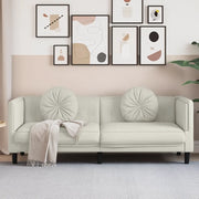 Divano a 3 Posti con Cuscini-Sofa 3 Posti con Cuscini Crema in Velluto