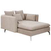 Chaise Lounge Grigio Tortora Poliestere Tessuto Imbottito Braccioli Cuscino Schienale Design Moderno Soggiorno Simmetrico