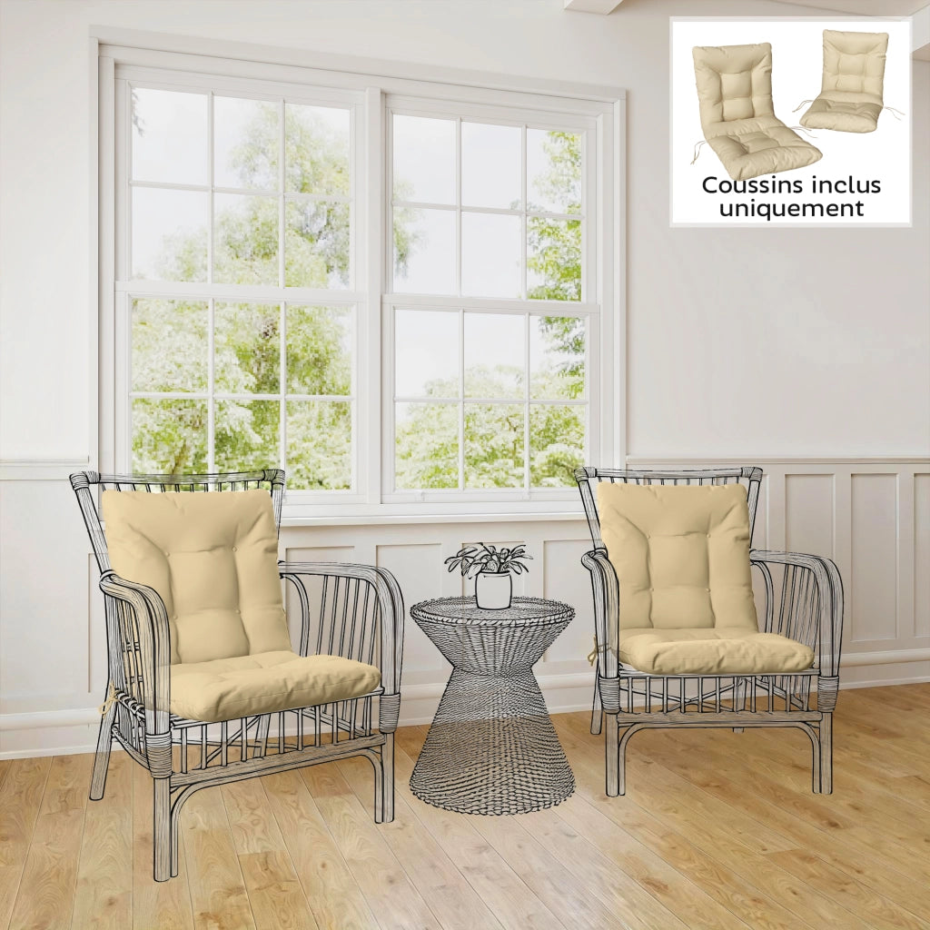 Set 2 Cuscini Sedie Giardino Esterno ¨C Xylo ¨C Beige 120x50x8 cm