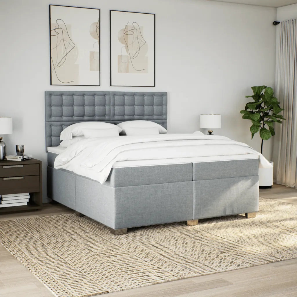 Giroletto a Molle con Materasso Grigio Chiaro 200x200cm Tessuto 3290609