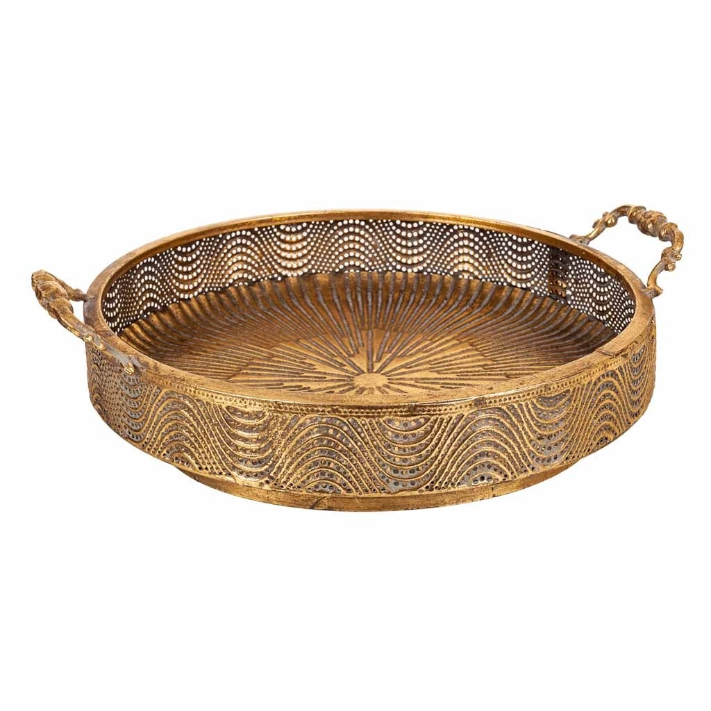 Centrotavola in metallo dorato 38x32,5x10h