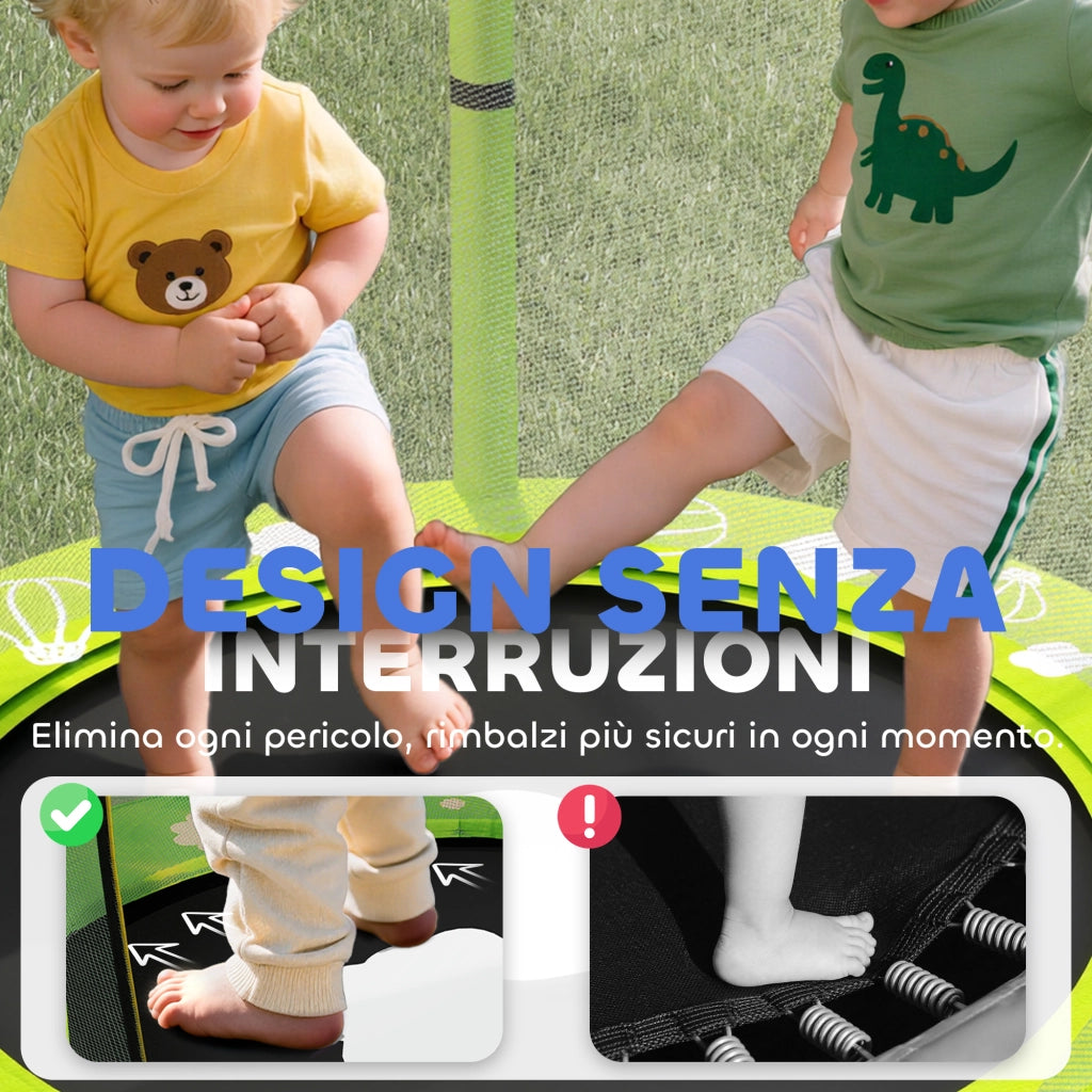 Trampolino Elastico ?140 cm ¨C Xylo ¨C con Rete di Sicurezza, Verde, 3-6 Anni