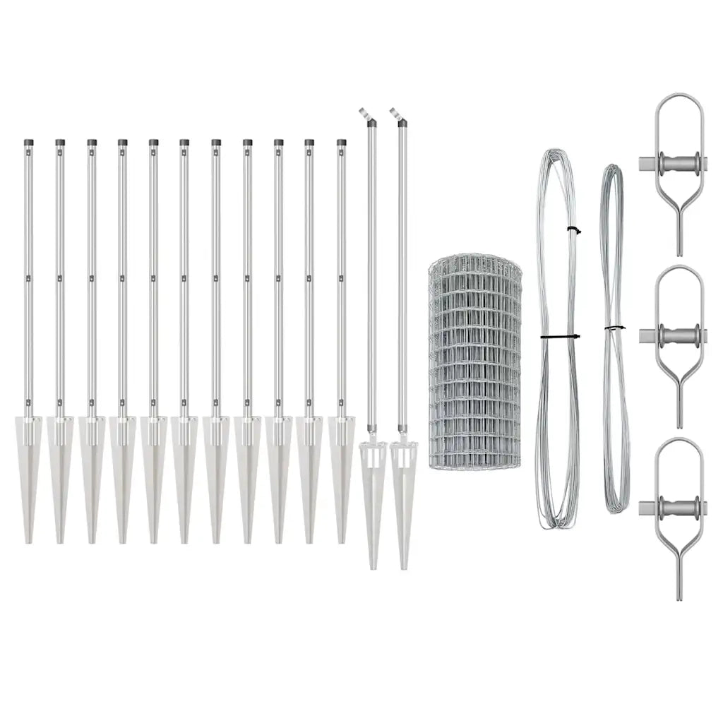 Recinzione da Giardino | Recinzione con Posto Argento 1 x 25 m Acciaio