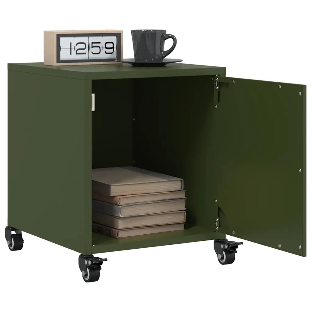 Comodini 2 pz-Set di 2 Tavolino da notte Verde Oliva 36x39x43,5 cm in Acciaio 324375