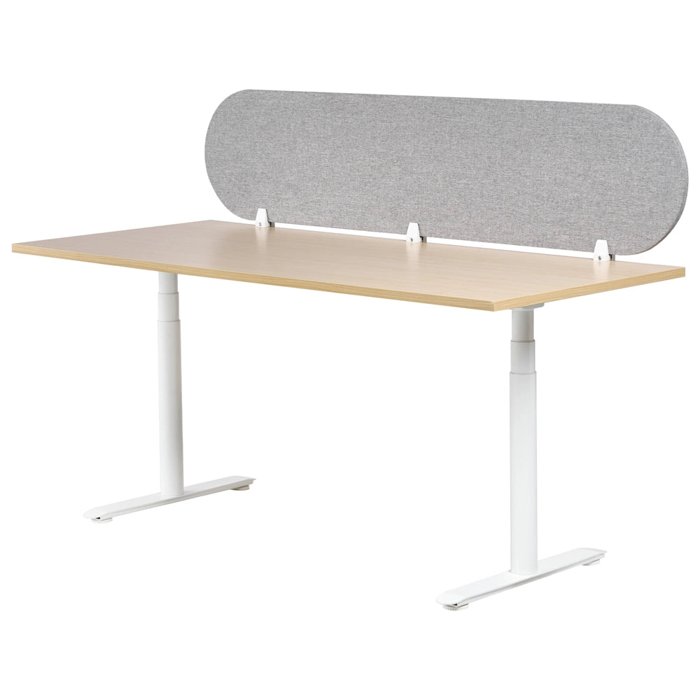 Pannello divisorio grigio chiaro in tessuto PET Board 180 x 40 cm Schermo acustico Morsetti di montaggio modulari Casa Ufficio