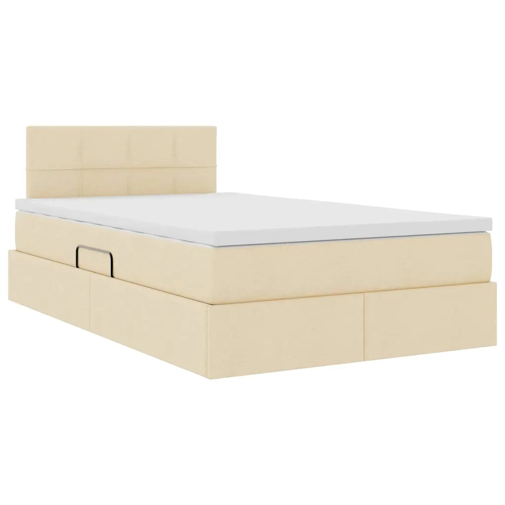 Letto con contenitore e LED con led Crema 120 x 200 cm Tessuto