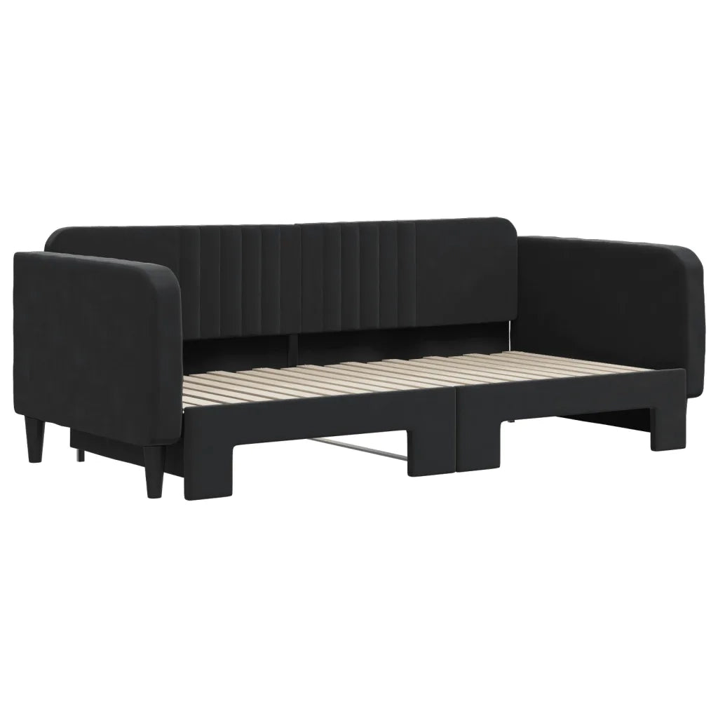 Divano letto | Sof¨¤ letto | Letto singolo Estraibile Nero 90x190 cm in Velluto