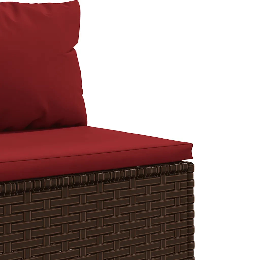 Set Divani da Giardino 7 pz con Cuscini in Polyrattan Marrone