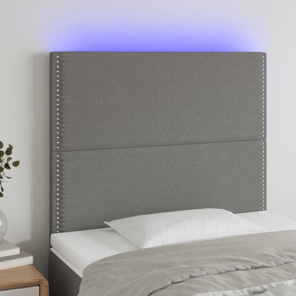 Testiera a LED-Testata con LED Grigio Scuro 90x5x118/128 cm in Tessuto 962108