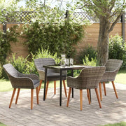 Set da Pranzo per Giardino con cuscino 5 pcs Grigio polyrattan