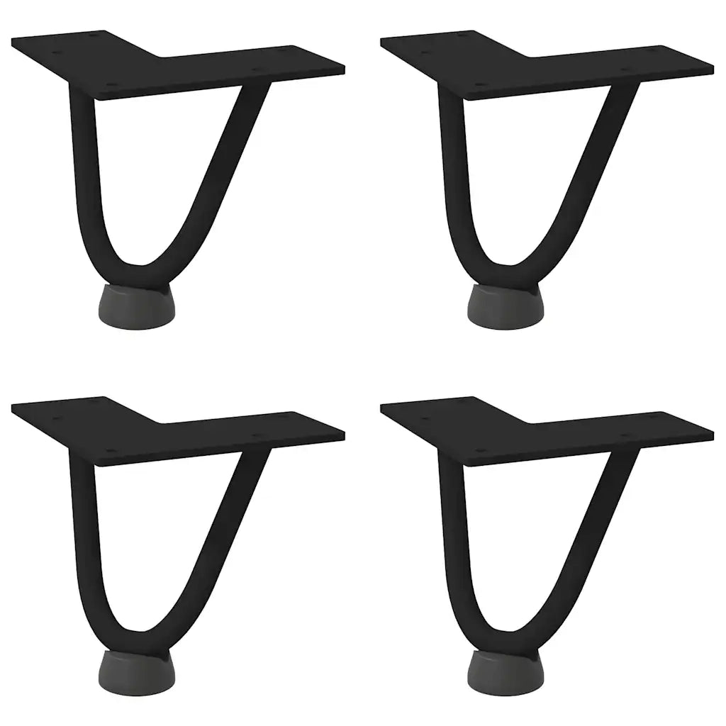 Gambe a forcina per tavolino da caffè 4 pz nere 10 cm in acciaio massiccio 4012408